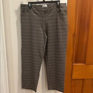 Calvin Klein Women's Plaid Wide Leg Pants in Brown and Gray